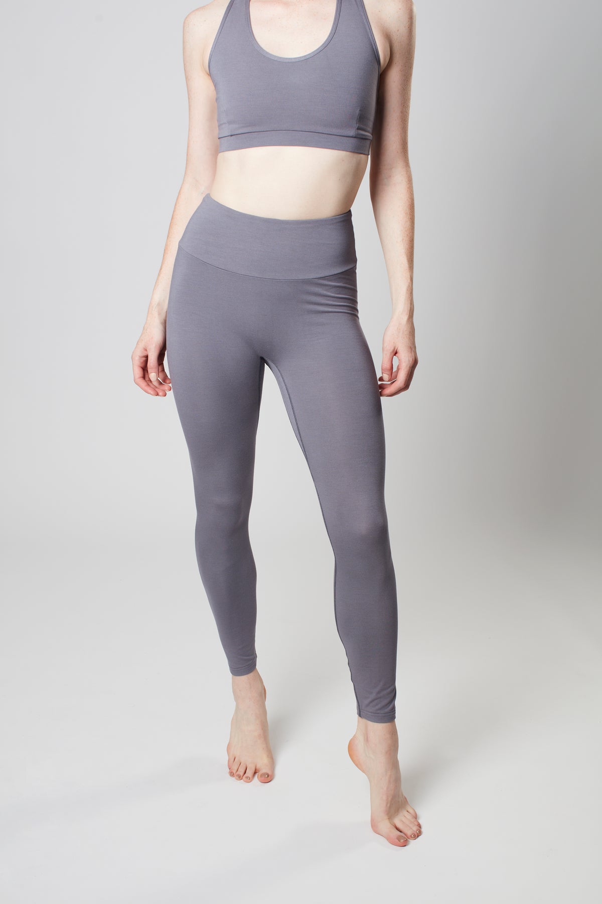 NWOT! ShoSho Seamless Body Shaping Fleece Leggings Gray Cropped L/XL  #p95-133